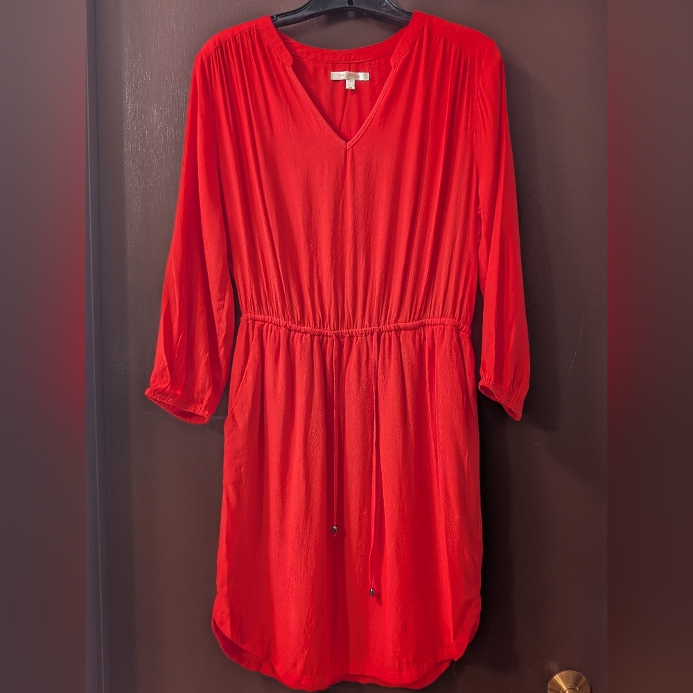 Skies Are Blue Red Long Sleeve Dress (with pockets!)